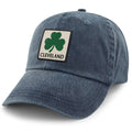 Born Into It Cleveland Shamrock Town Square Dad Hat featuring a green shamrock design and adjustable strap, casual and stylish headwear.