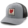 Born Into It Ohio Buckeye Town Square classic snapback trucker hat in gray with embroidered Buckeye logo and adjustable strap