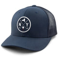 Born Into It New York Cross Clubs classic snapback trucker hat with embroidered logo and structured brim, black and white design.