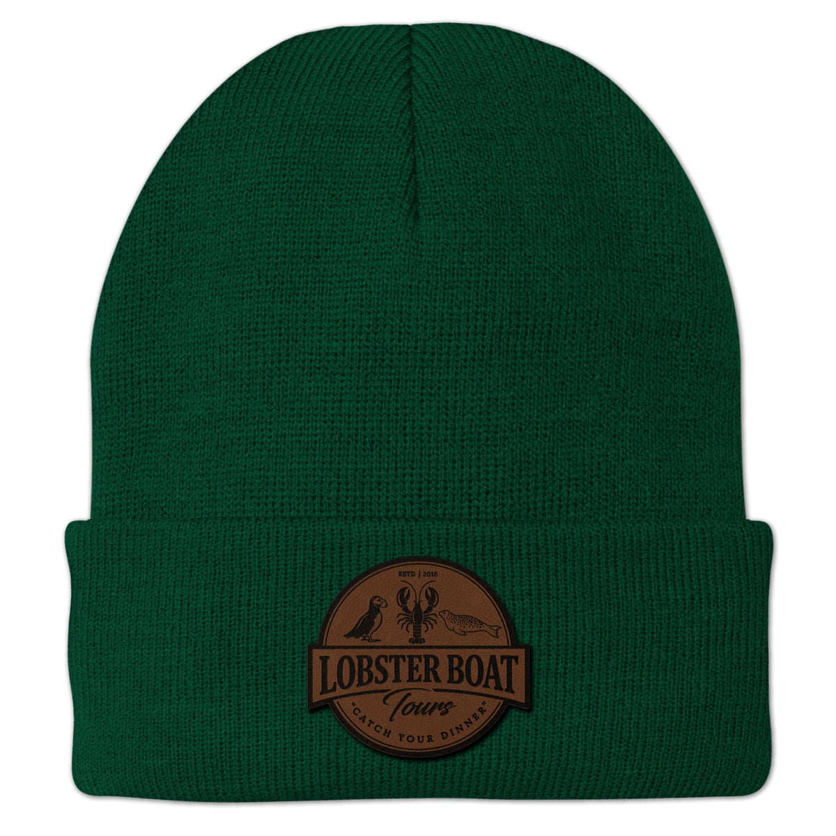 Lobster Boat Tours Leather Patch Cuff Knit