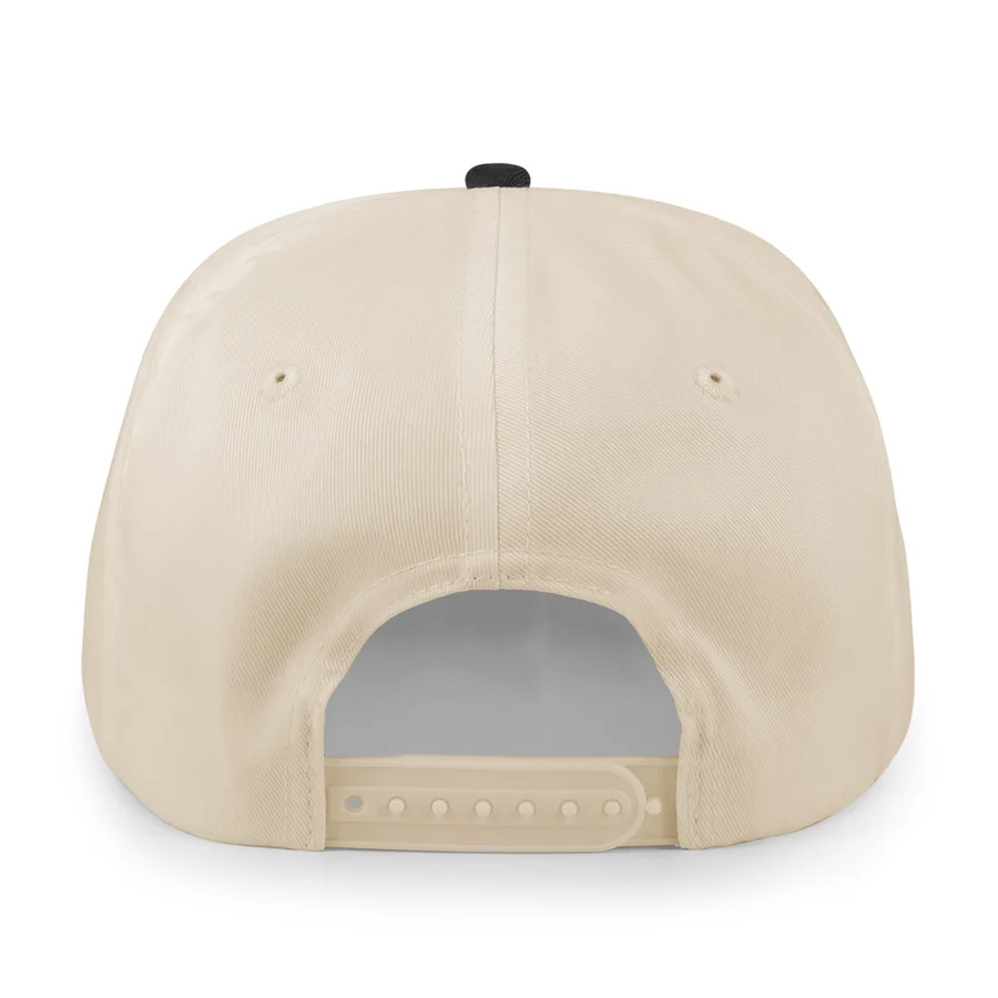 Black Buffalo upside-down arch snapback hat by Born Into It, featuring a retro style with a bold design and structured brim.